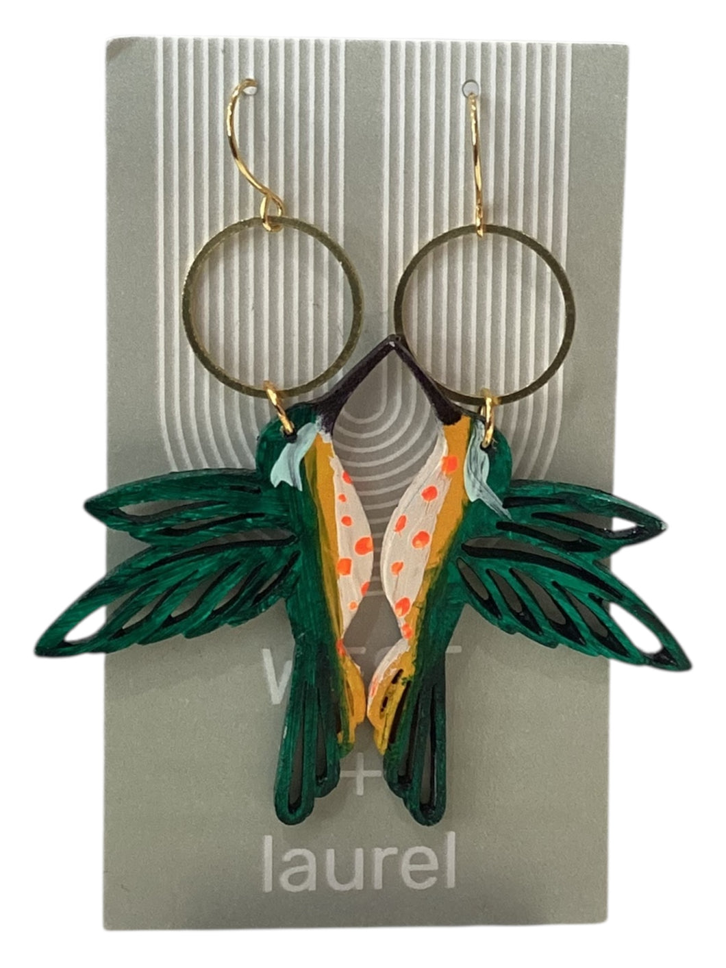 Hand Painted Earrings - Hummingbird