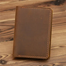 Genuine Leather Handmade Wallet with Id Window - Brown
