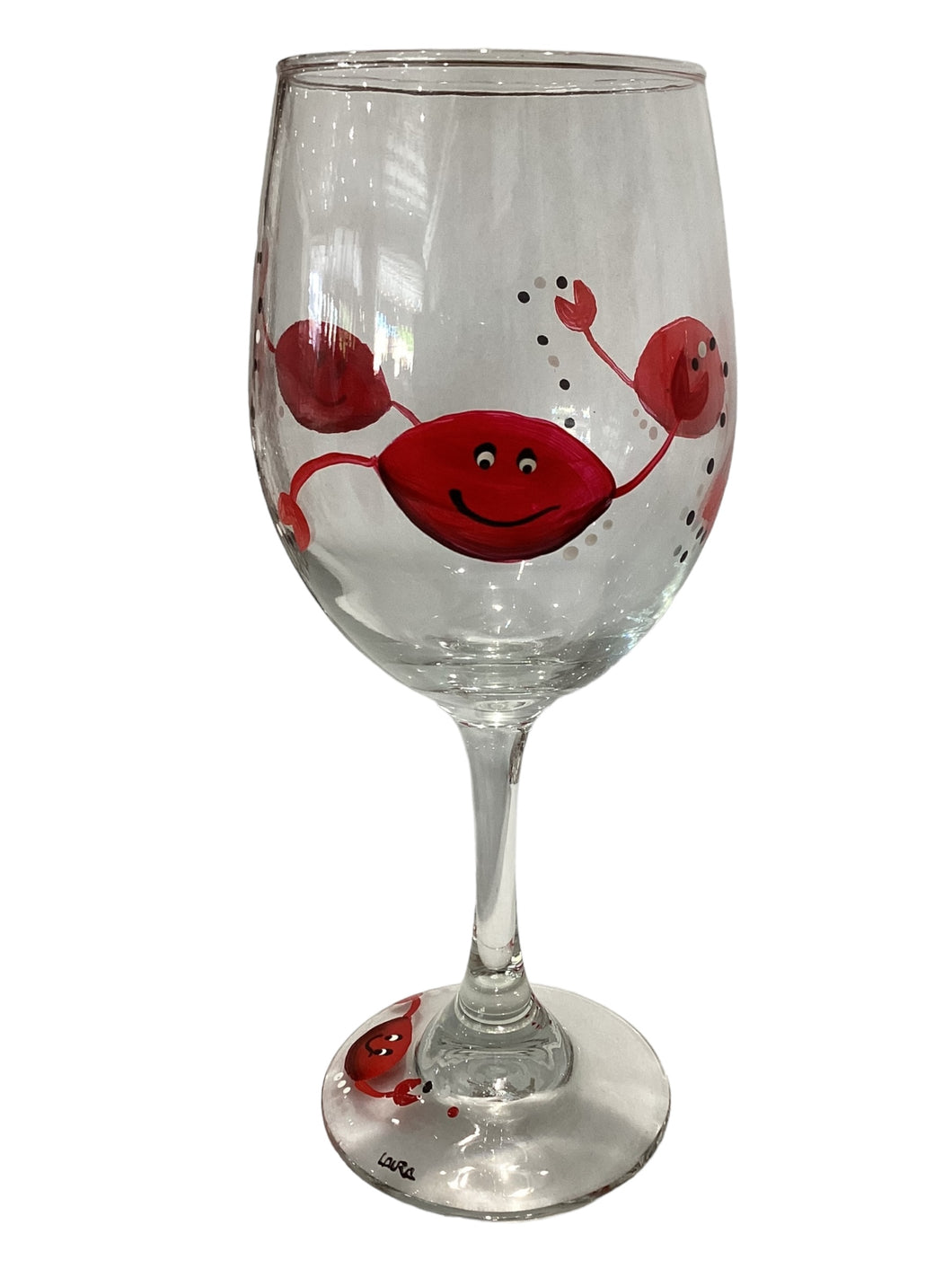 Stemmed Wine Glass - Red Crab