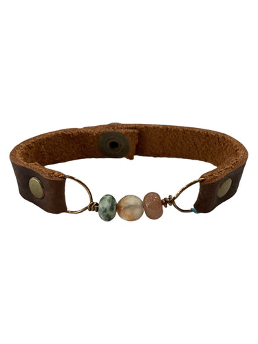 Genuine Leather & Natural Stones Bracelet