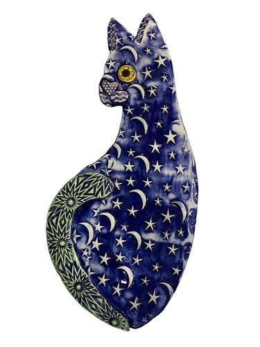 Ceramic Cat - Stars & Moons - Navy