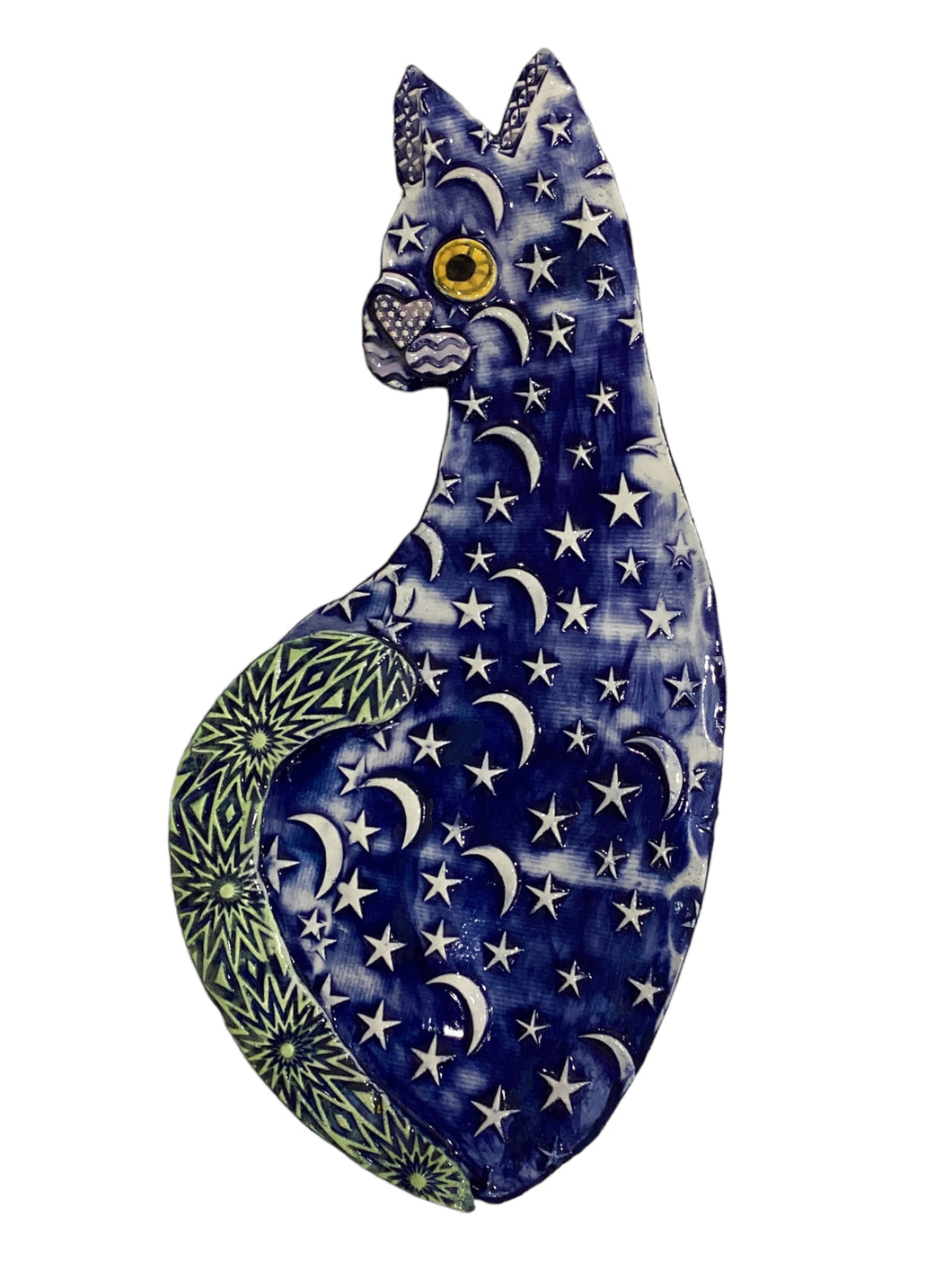 Ceramic Cat - Stars & Moons - Navy