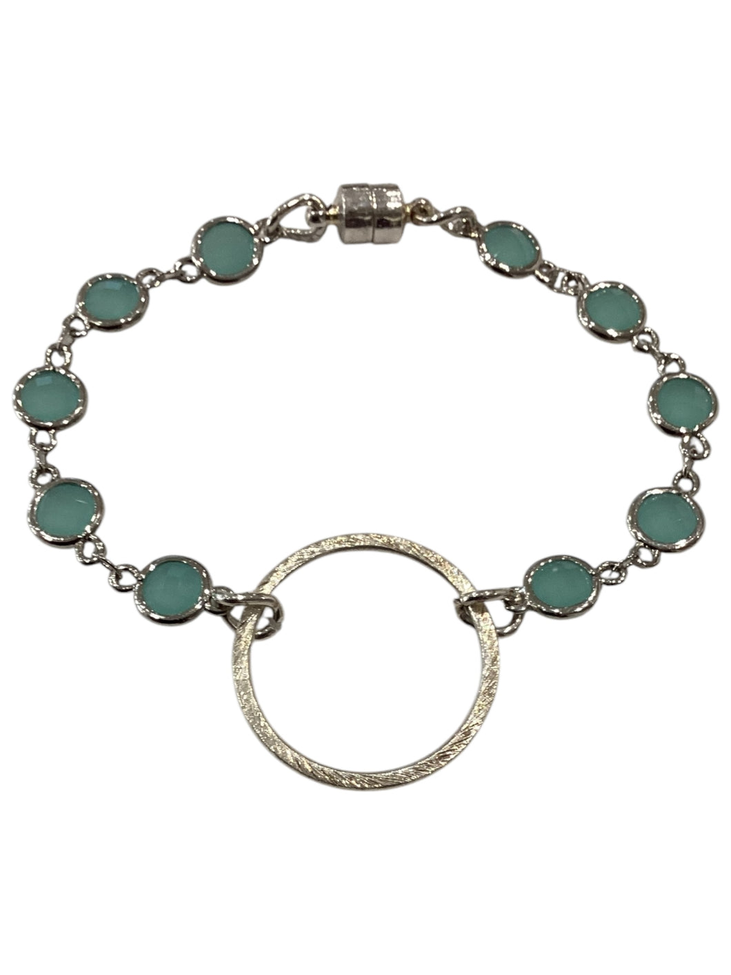 Crystal Bracelet with Circle - Silver/Aqua