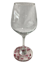 Red Wine Glass with Built-In Coaster - Pink Flecks