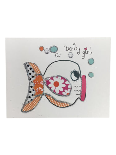 New Born Card - A Baby Girl - Kissing Fish