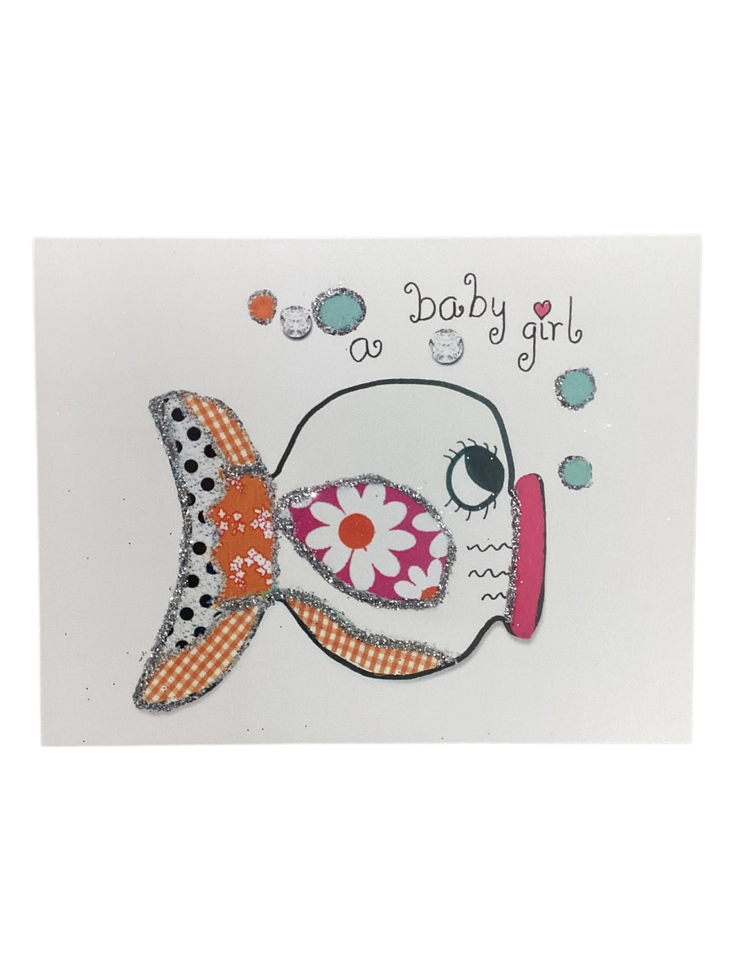 New Born Card - A Baby Girl - Kissing Fish