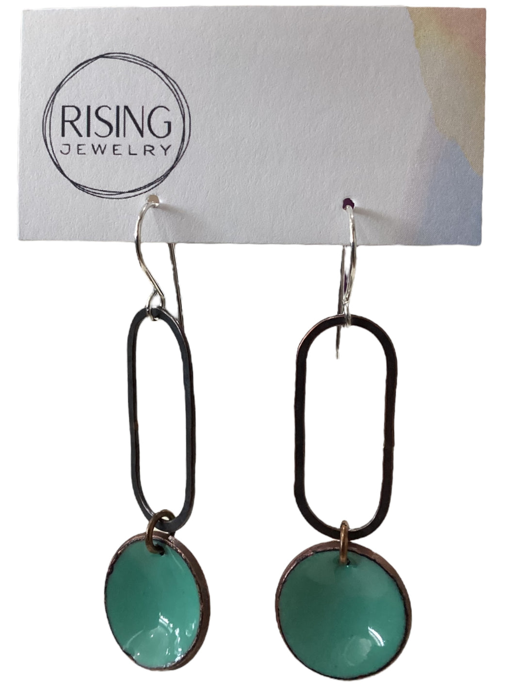 Penny Patina Elongate Earrings - Verdigris