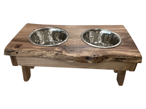 Dog Dish Stand - Medium Oak