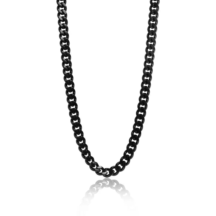 Stainless Steel Black Curb Chain Necklace - 6mm/20