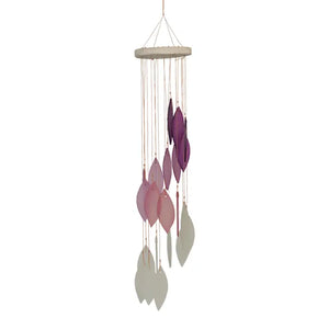 Pink, Purple & White Spiral Leaf Tumbled Glass Wind Chime