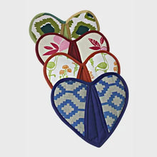 Cotton Potholder - Handwoven Pocket Design - Heart