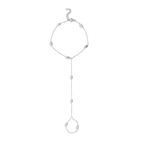 18K Gold PVD Stainless Steel Statement Bead Hand Chain - Stainless