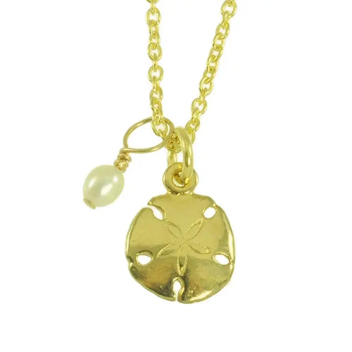 Sunshine & Saltwater Sand Dollar Necklace - Gold Plated Sterling Silver