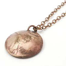 Enameled Penny Necklace - Copper/Forget Me Not