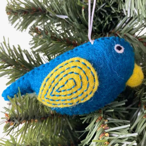 Felt Bird Ornament - Blue