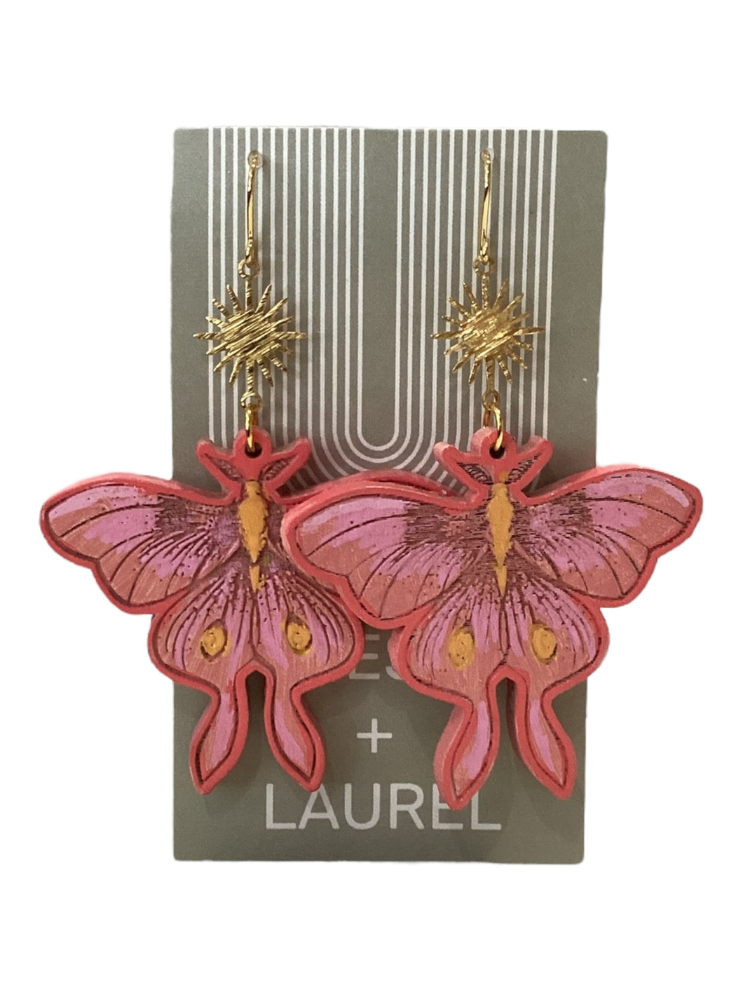 Hand Painted Earrings - Luna Moth