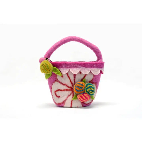Flower Attached Kids Small Handbag - Pink