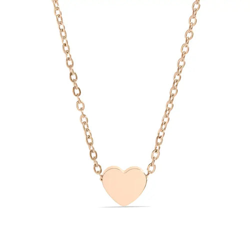 Stainless Steel Mini Heart Necklace - Gold