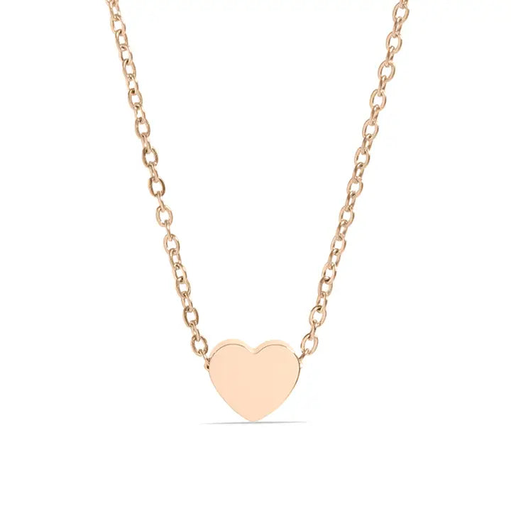 Stainless Steel Mini Heart Necklace - Gold