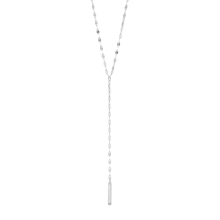 18K Gold PVD Stainless Steel Y-Shaped Blank Bar Pendant Lariat Necklace - Stainless