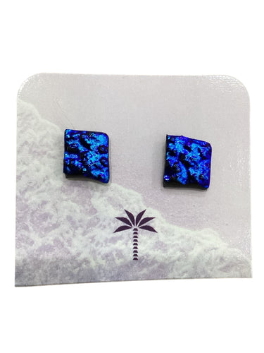 Dichroic Post Earrings - Royal Blue