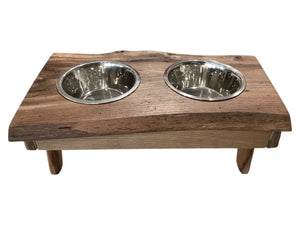 Dog Dish Stand - Medium Oak