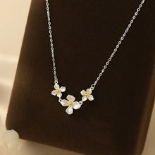 Two-Tone Triple Floral Charm Necklace in 925 Sterling Silver