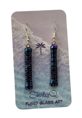 Medium Blue + Purple Dichro Dangle Earrings