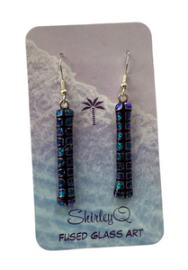 Medium Blue + Purple Dichro Dangle Earrings