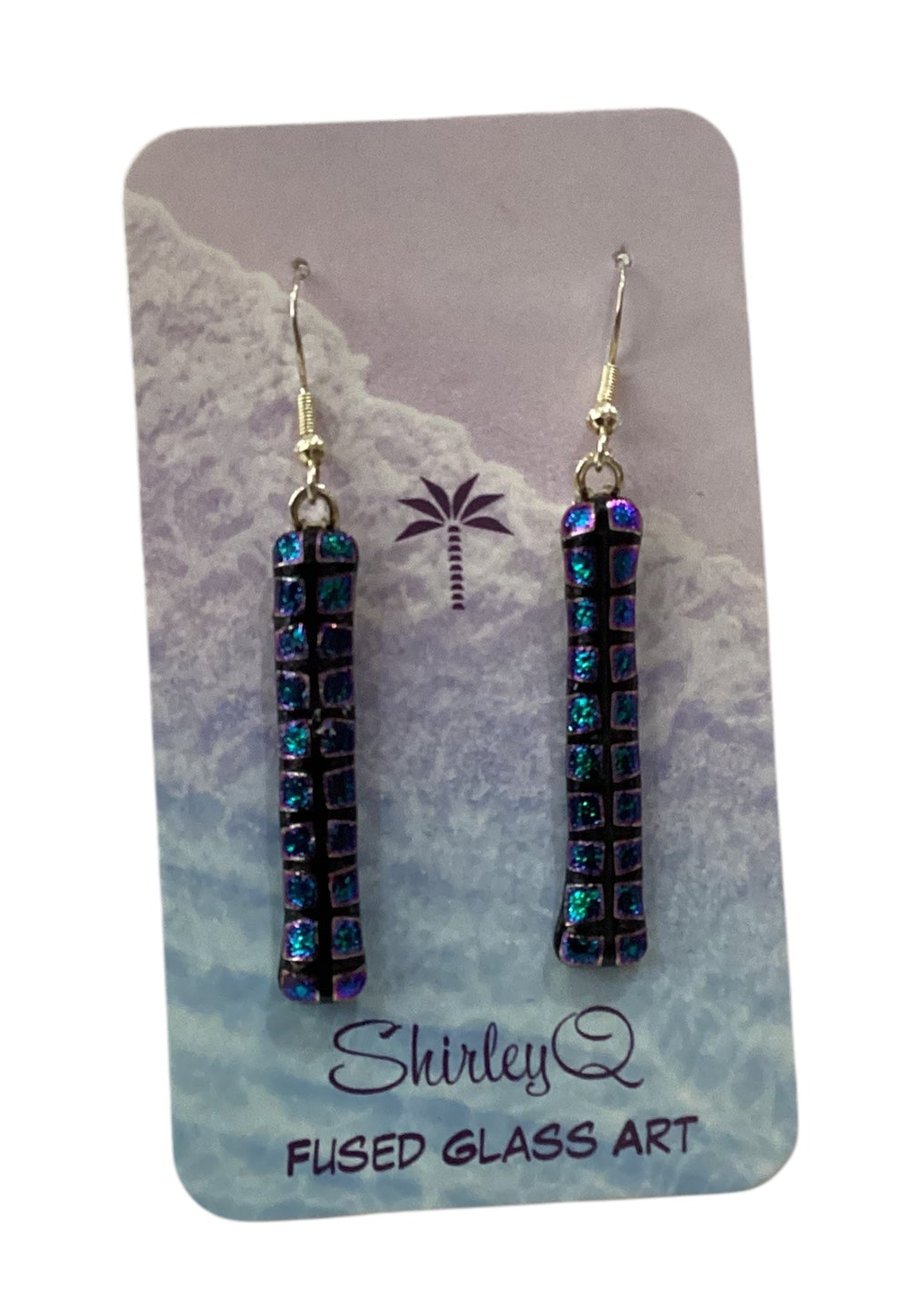 Medium Blue + Purple Dichro Dangle Earrings