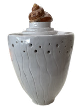 White Vessel with Shell Lid