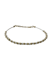 Soft Sophistication Gold & Pastel Bead Anklet - White