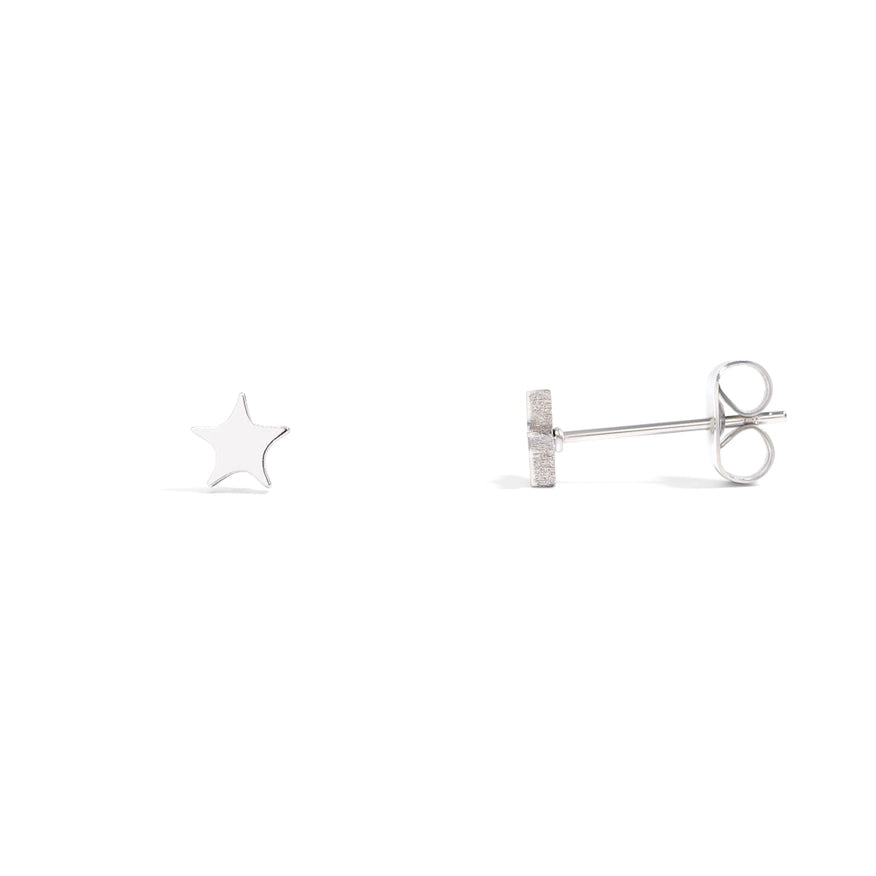 18K Gold PVD Stainless Steel Star Stud Earrings - Stainless