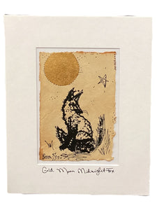 Gold Moon Midnight Fox - Original - 8" x 10"