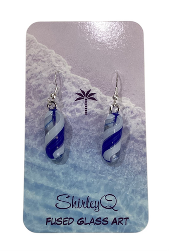 Wavy Blue Dangle Earrings