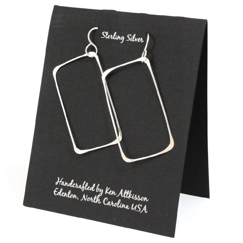 Sterling Silver Earrings Large Rectangle