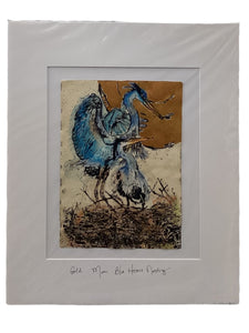 Gold Moon Blue Herons Nesting - Original - 16" x 20"