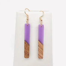 Resin Wooden Stick Pendant Earrings - Rectangle