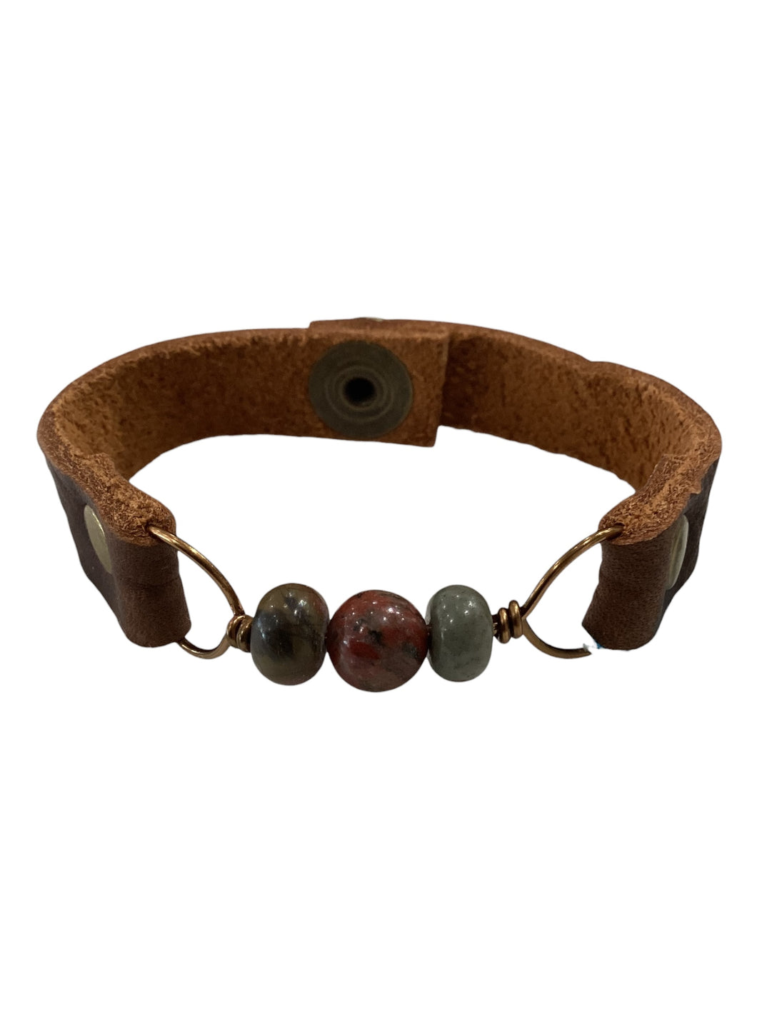 Genuine Leather & Natural Stones Bracelet