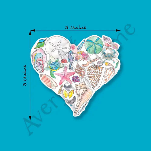 Seashell Heart Vinyl Sticker