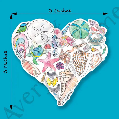 Seashell Heart Art Vinyl Sticker