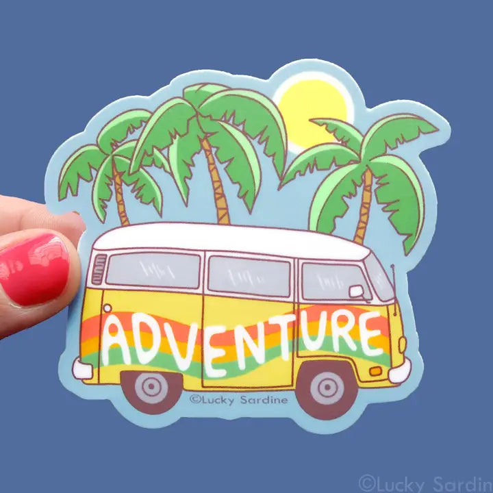 Adventure Hippie Van & Palm Tree Vinyl Sticker