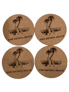 Cork Coaster Set -  Palm Trees & Surfboards