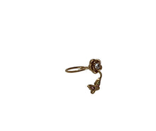Flower and Butterfly ring - 18k Gold Adjustable