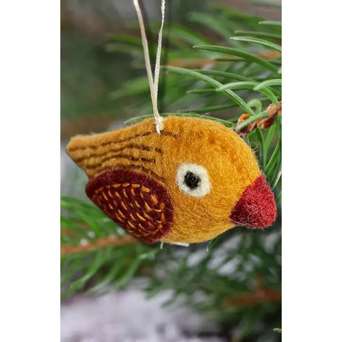 Felt Bird Ornament - Brown
