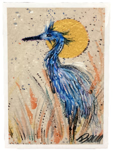 Gold Moon Blue Heron - Print - 5" x 7"