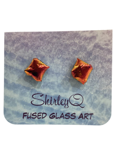 Gold/Red Dichro Post Earrings