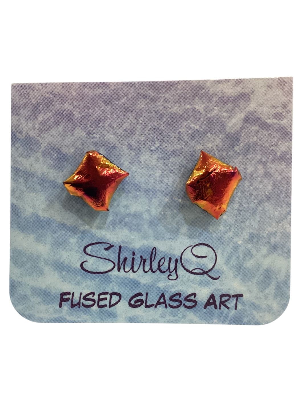 Gold/Red Dichro Post Earrings