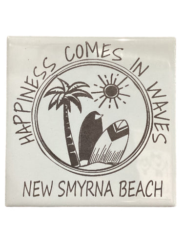 Ceramic Coaster -  Happiness Comes in Waves