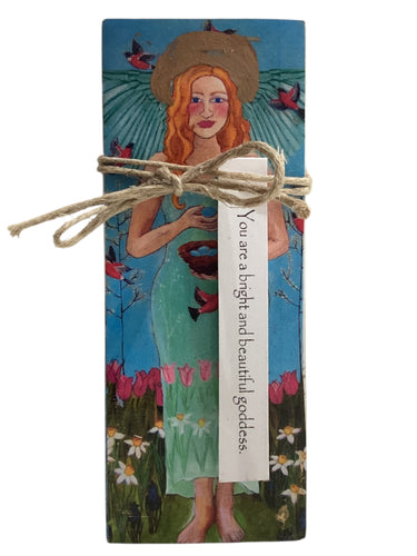 Small Wood Block Angel - You are a bright and beautiful goddess.
